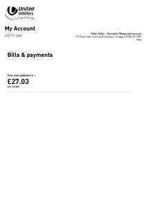 Bills & payments | My Account | United Utilities