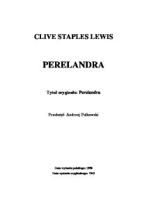 C S Lewis Trylogia Kosmiczna 02 Perelandra