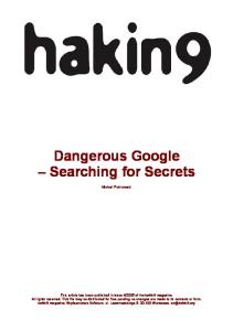Dangerous Google - Searching For Secrets
