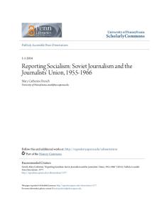 Reporting Socialism- Soviet Journalism and the Journalists Union