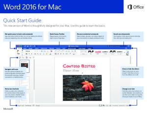 WORD 2016 FOR MAC QUICK START GUIDE